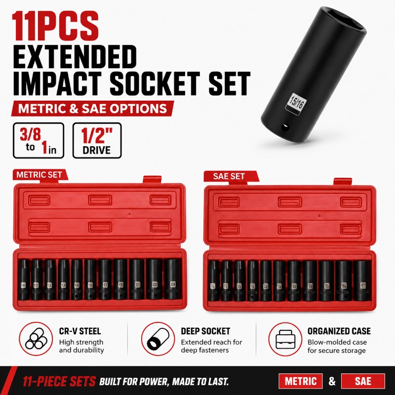 11 Parça Derin Uçlu Soket Seti - Pneumatic Impact Wrench incelemesi ve fiyatı
